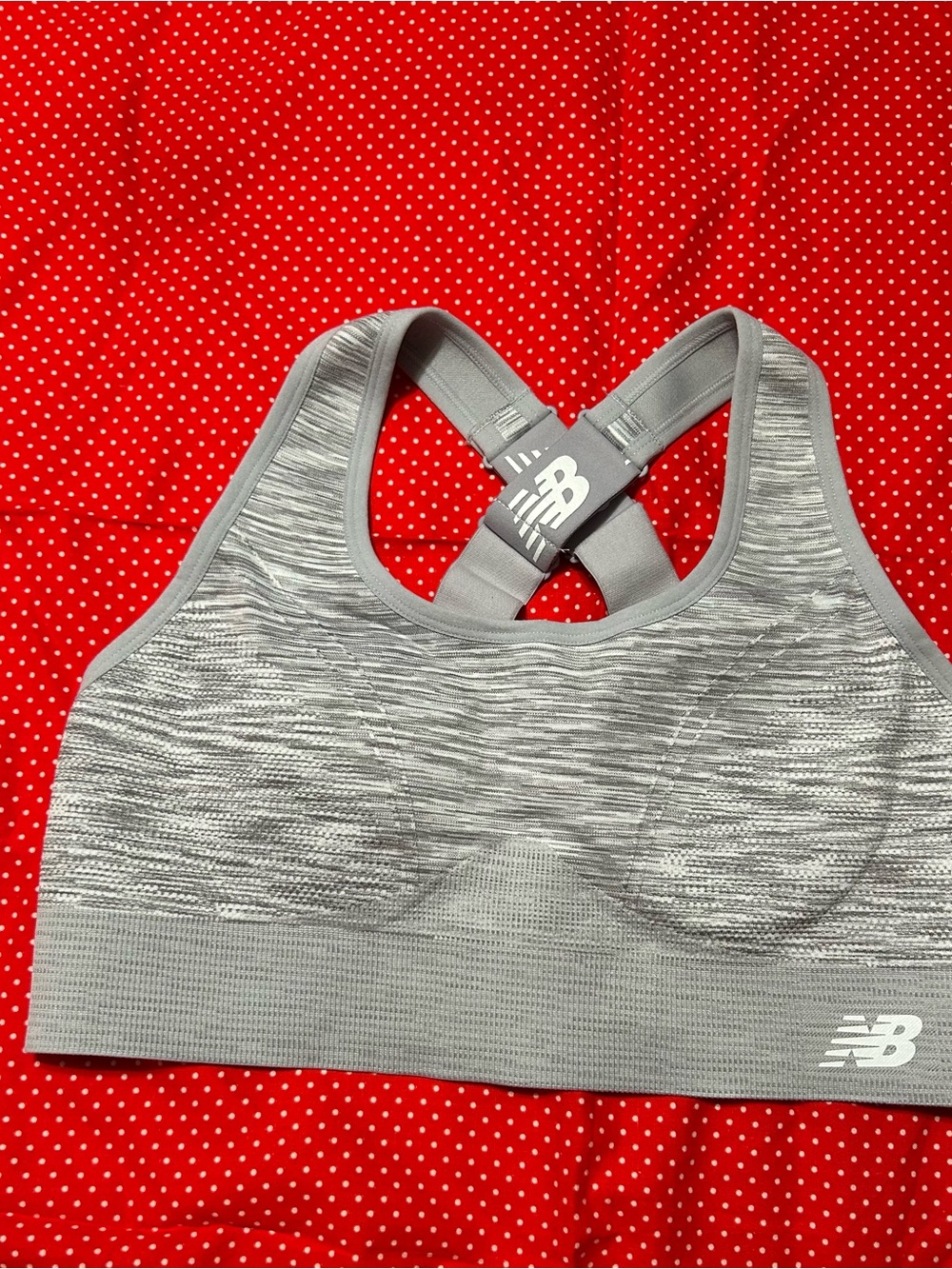 New Balance Heathered Light Gray Racerback Sports Bra